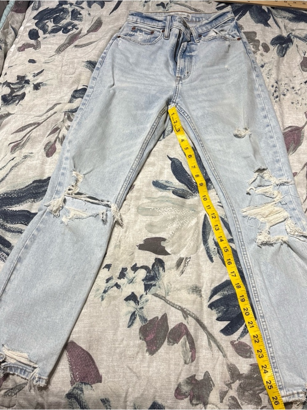 Abercrombie & Fitch Light Blue Distressed Boyfriend Jeans